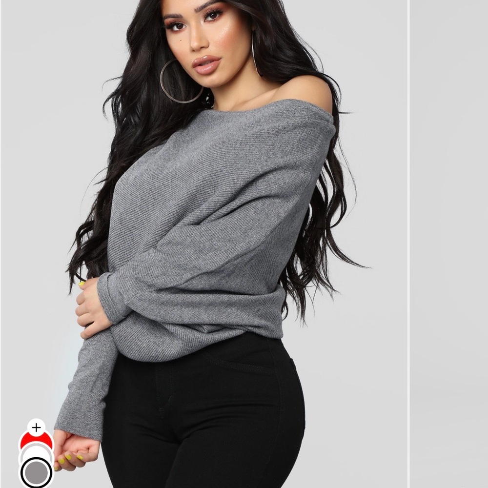 Fashion Nova Gray Off-the-Shoulder Sweater